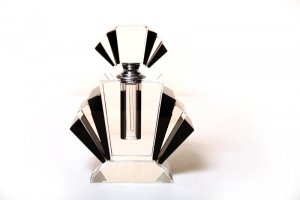 Art Deco Style Clear & Black Crystal Perfume Bottle | Ref. no. S0003 10cm | Regent Antiques